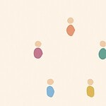 Soft organic blob style illustration with rounded pastel shapes for the activity 'Active Songs: music, movement, and the genuinely tricky art of freezing on cue'