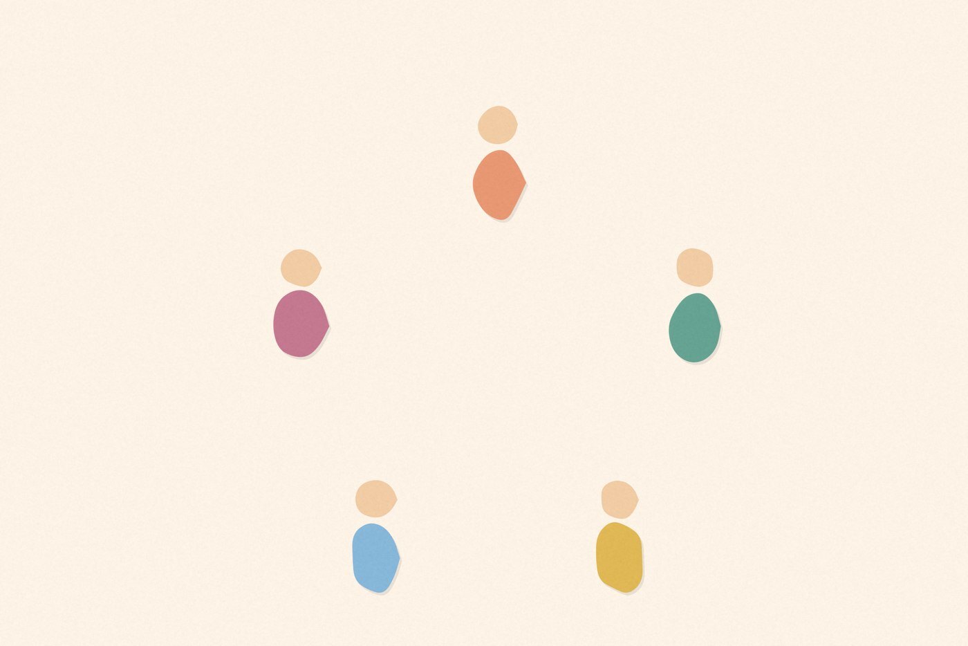 Soft organic blob style illustration with rounded pastel shapes for the activity 'Active Songs: music, movement, and the genuinely tricky art of freezing on cue'