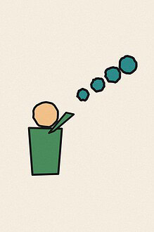 Pop art halftone style illustration with bold outlines for the activity 'Bubble Breaths: teaching deep breathing without ever saying the word breathing'