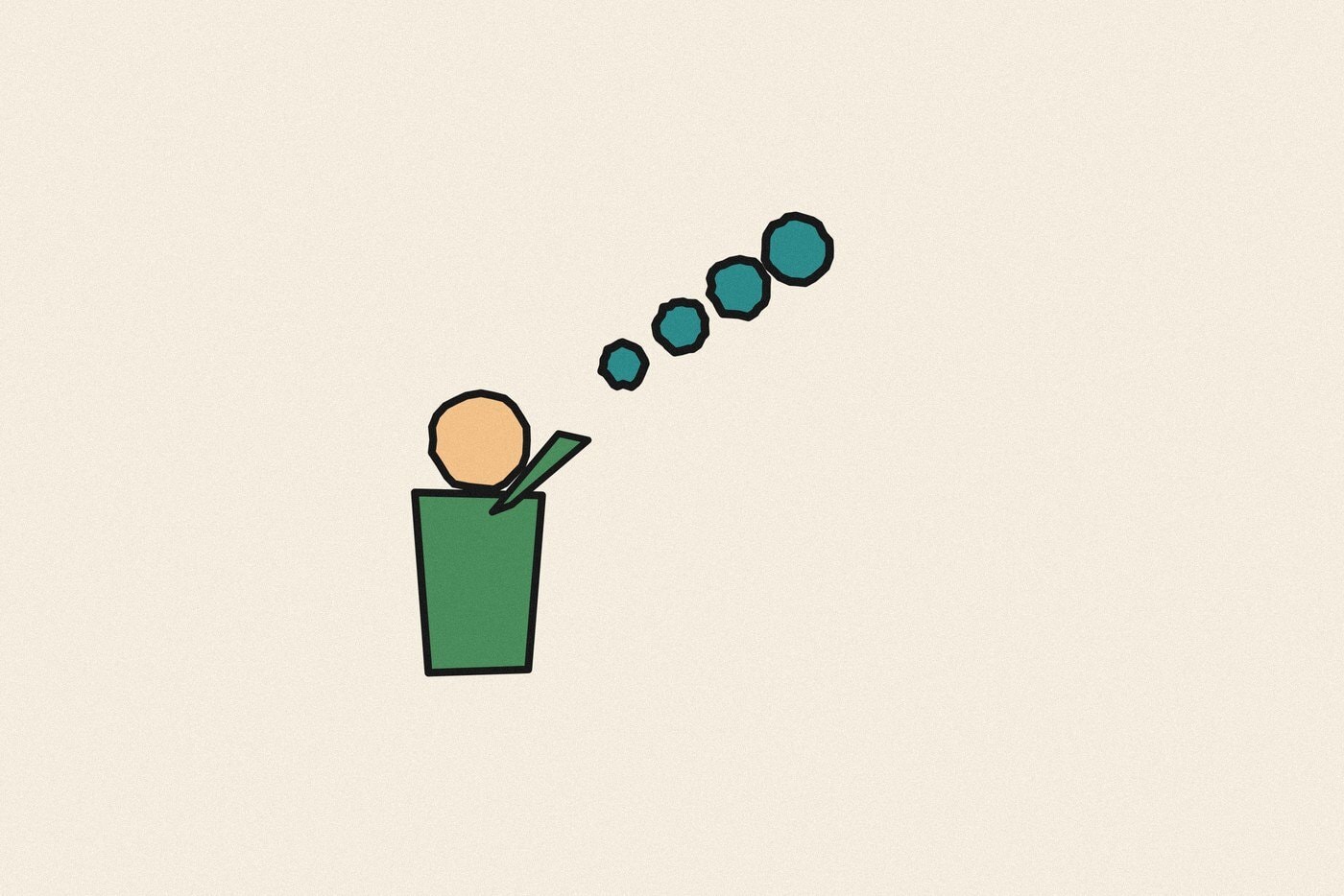 Pop art halftone style illustration with bold outlines for the activity 'Bubble Breaths: teaching deep breathing without ever saying the word breathing'