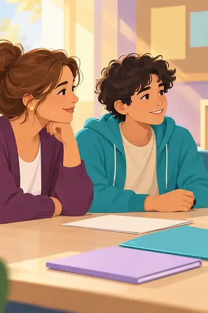 Caregiver and teenager discussing exam access needs with a school support coordinator