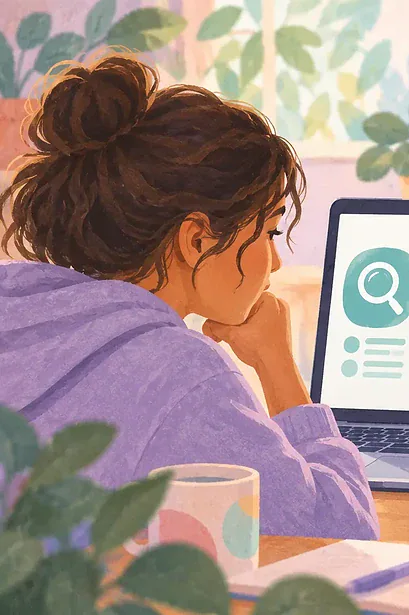 Teen and caregiver checking the source and evidence behind an online health claim