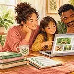 Family researching a cause before making a carefully checked donation