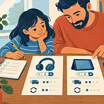 Parent and child comparing the real cost of two fictional purchase options