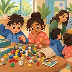 Children testing a simple organiser after asking people about a shared problem