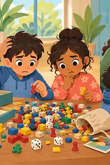Children testing a simple organiser after asking people about a shared problem