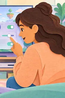 A child and caregiver set safer multiplayer gaming chat boundaries