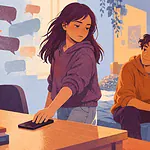 A young person steps away from an escalating online argument