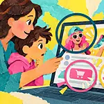 A parent and child examine hidden advertising and in-game purchase pressure