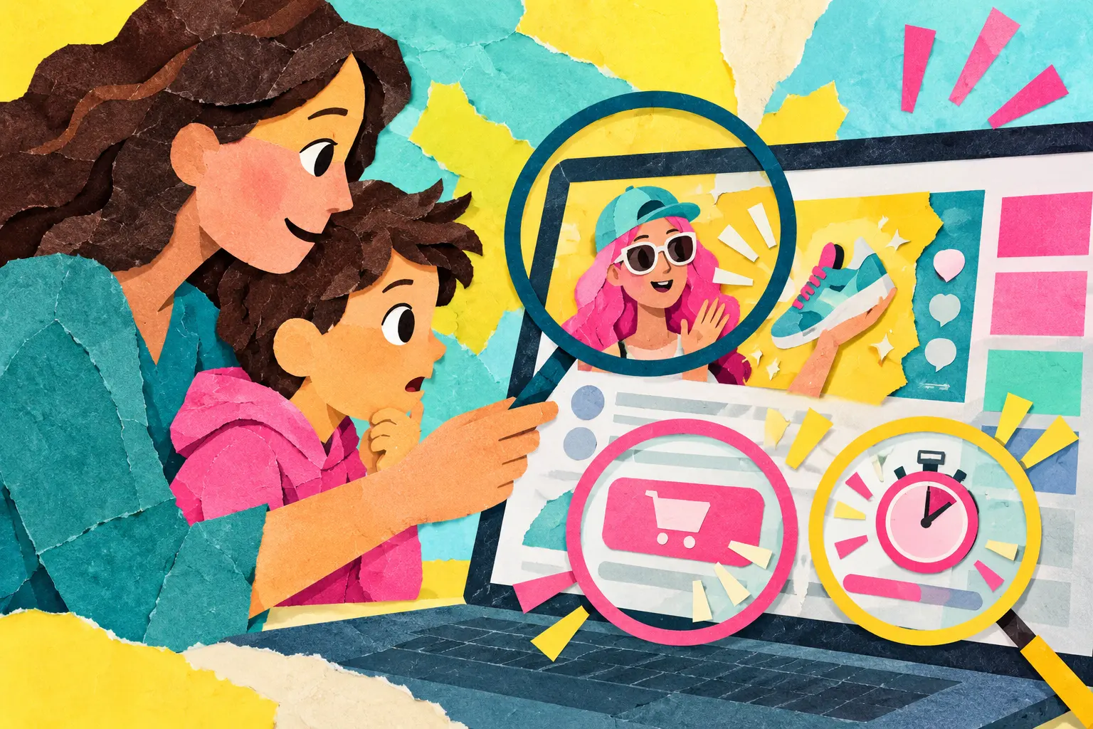 A parent and child examine hidden advertising and in-game purchase pressure