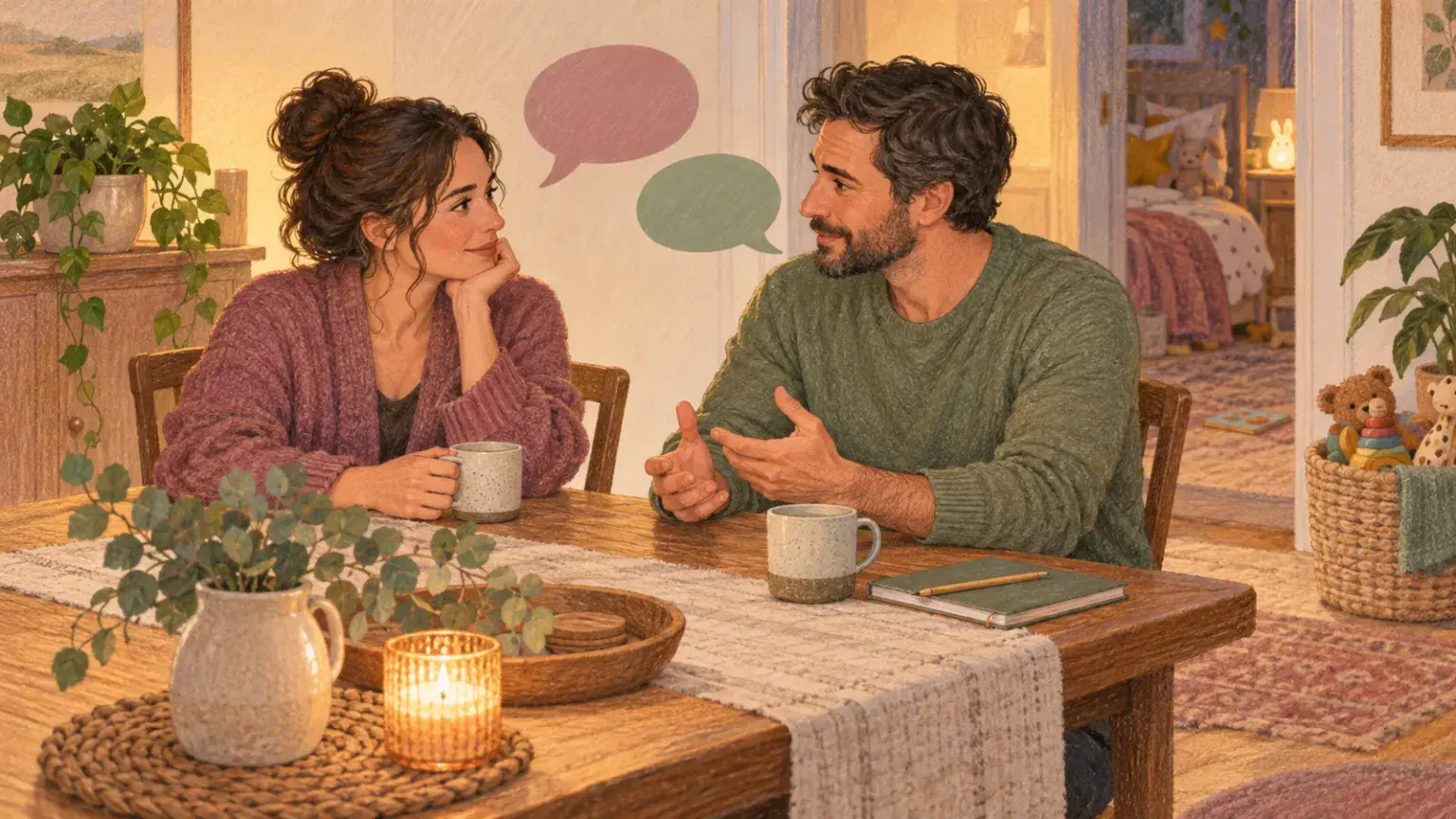 Co-parents having a calm private conversation about discipline