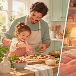 Two co-parents confidently caring for their child in separate routines
