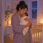 Two co-parents sharing newborn night care while one rests