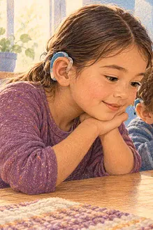 Children watch grains move on a stretched membrane during a sound experiment