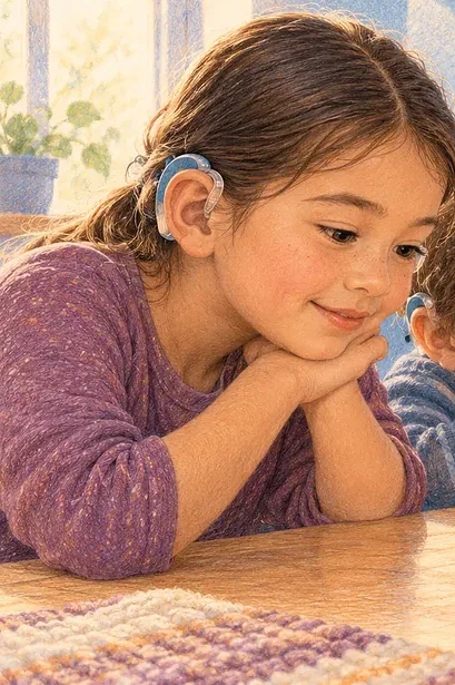 Children watch grains move on a stretched membrane during a sound experiment