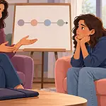 Parent calmly explaining a simple process timeline to a worried preteen while legal papers remain private