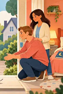 Child arriving at a second home where a parent has prepared a familiar bedtime routine and comfort toy