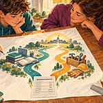 Teenager and parent mapping two education routes after disappointing grades