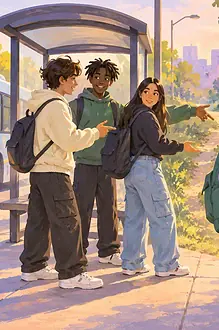 Teen stepping away from peer pressure and contacting a trusted adult