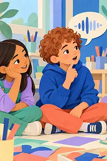 Children listening carefully as a new friend models how to pronounce her name