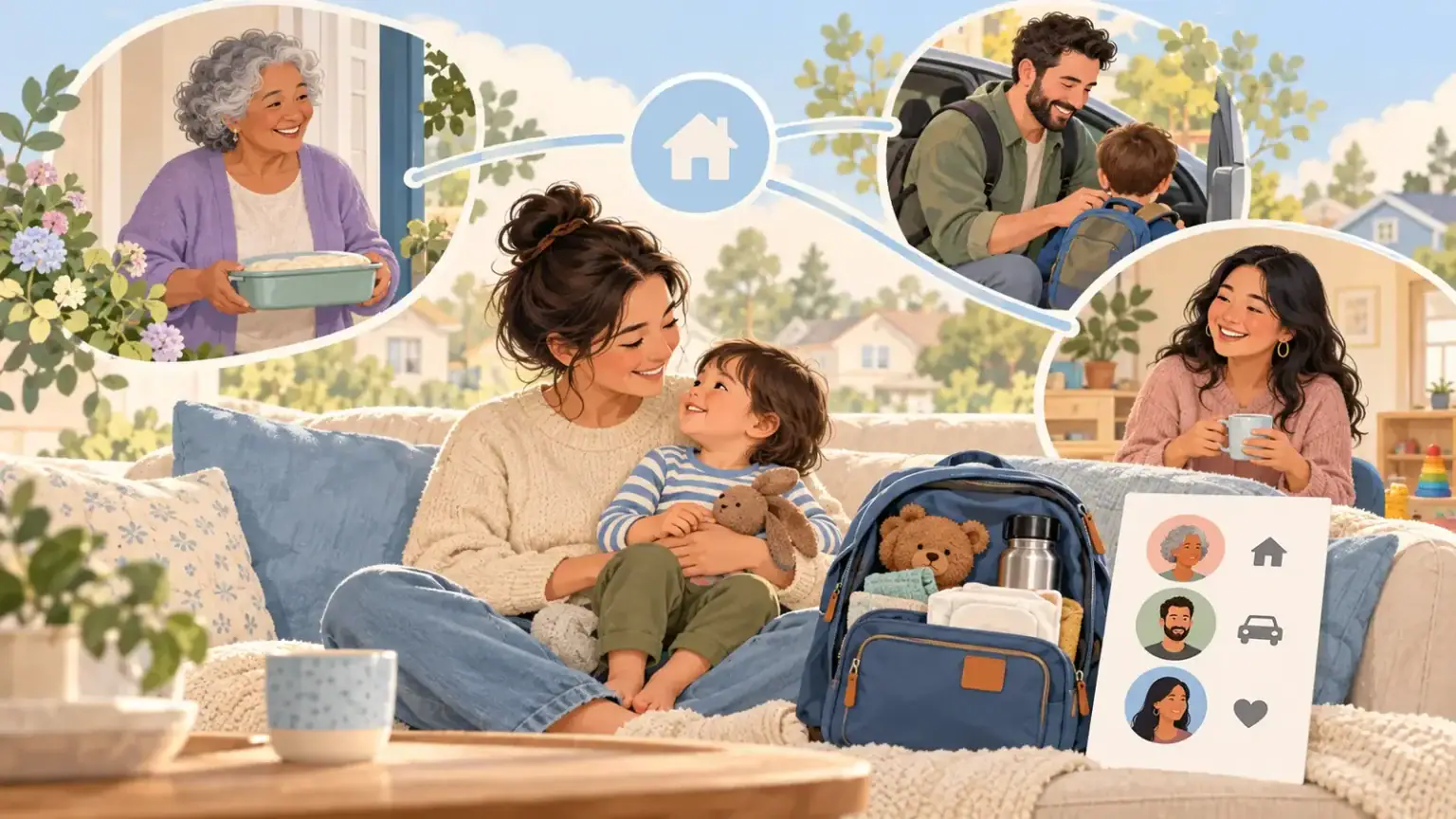 A single parent and child supported by a trusted care network