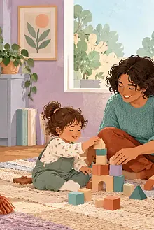 A single parent resting while a trusted friend plays with the child