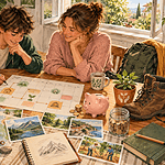 Teen and parent planning a gap year with a calendar, budget and activity ideas