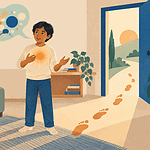 A preteen describes a thought, a warm feeling in the chest and a possible next action while a parent listens.