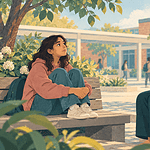 A calm caregiver supporting a distressed teenager with feet grounded on the floor