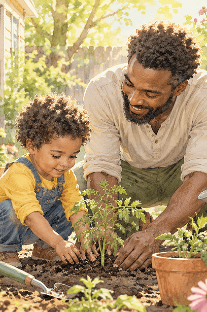 Two siblings enjoying different one-to-one activities with their caregivers
