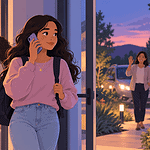 A teenager calling a caregiver while leaving an uncomfortable peer situation