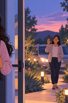A teenager calling a caregiver while leaving an uncomfortable peer situation