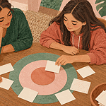 A caregiver and teenager mapping healthy friendship boundaries together