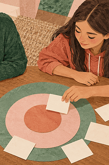A caregiver and teenager mapping healthy friendship boundaries together