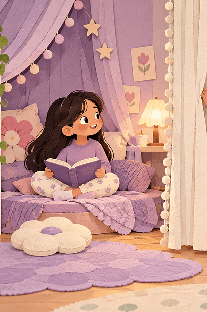 Two siblings respecting separate personal zones in a shared bedroom