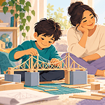 A caregiver appreciates two siblings enjoying different interests