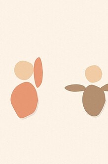 Soft organic blob style illustration with rounded pastel shapes for the activity 'Enjoy Music: the skill building side, and the simple pleasure of just listening'