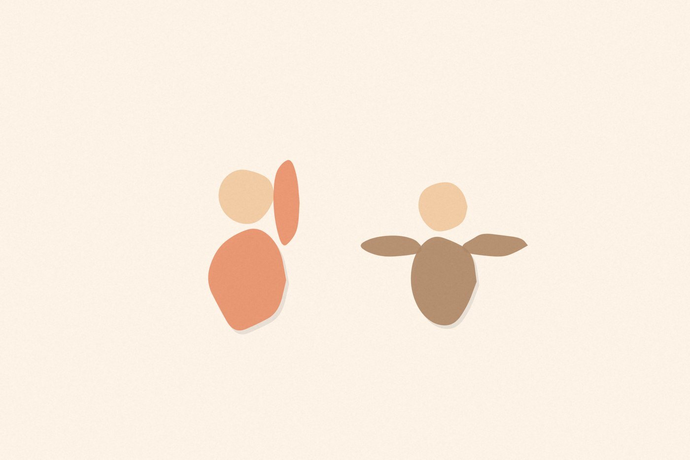 Soft organic blob style illustration with rounded pastel shapes for the activity 'Enjoy Music: the skill building side, and the simple pleasure of just listening'