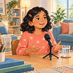 Child practising comfortable speaking into a microphone while a caregiver listens
