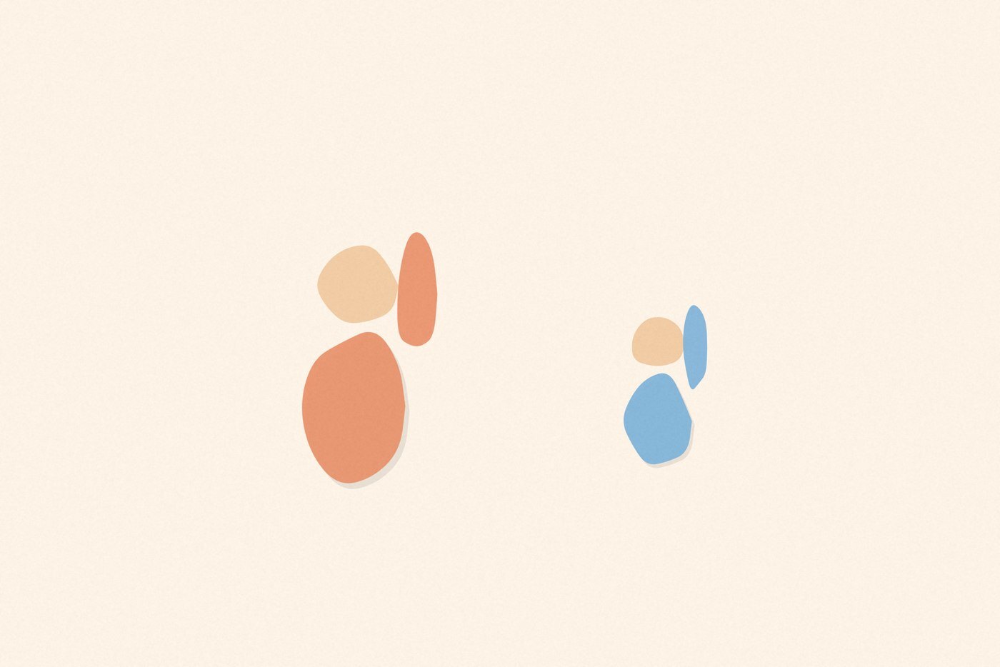 Soft organic blob style illustration with rounded pastel shapes for the activity 'Finger Plays and Songs: building coordination and memory one verse at a time'