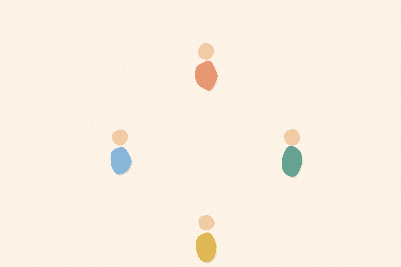 Soft organic blob style illustration with rounded pastel shapes for the activity 'Freeze Dance: a party game staple that doubles as self control practice'