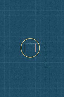 Blueprint style line diagram on a dark grid background for the science experiment 'The Fruit Battery: building a tiny, genuinely working circuit from a lemon'