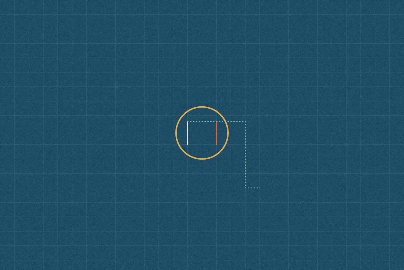 Blueprint style line diagram on a dark grid background for the science experiment 'The Fruit Battery: building a tiny, genuinely working circuit from a lemon'