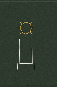 Chalkboard-style line drawing of two simple chair outlines side by side, one beneath a sun shape, representing a future-focused interview activity