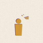 Duotone risograph-style illustration of a figure with small whisper and speech shapes near their head, representing a conversation about secrets