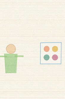 Crayon and wax texture style illustration for the early childhood activity 'Hands and Eyes: shape-sorter and puzzle play for toddlers', with soft layered colour and a hand drawn feel