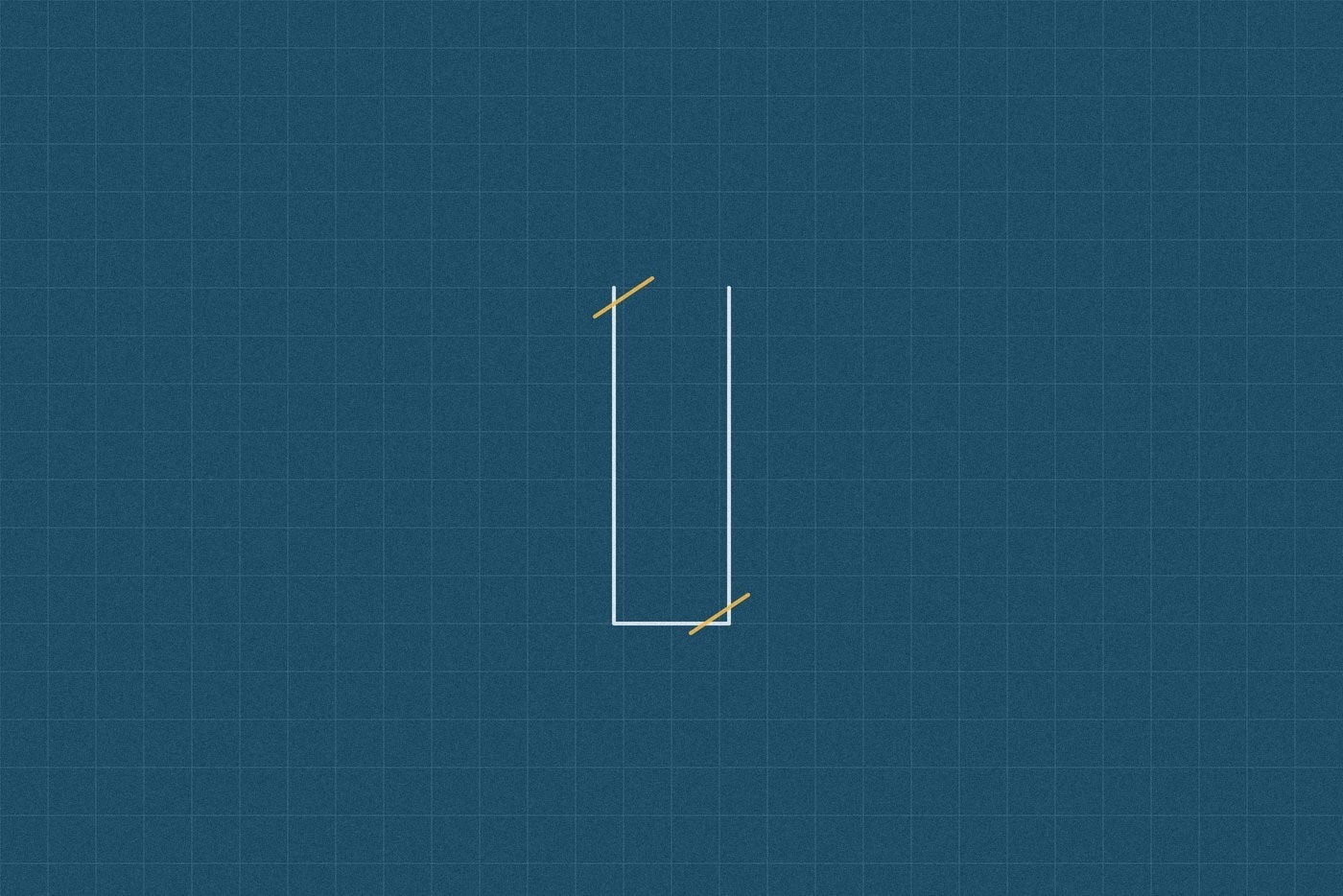 Blueprint style line diagram on a dark grid background for the science experiment 'The Homemade Periscope: building a working optical tool from a cardboard tube'