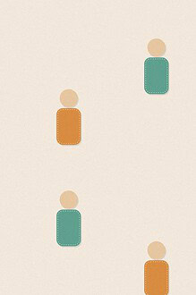 Felt appliqué style illustration of colourful soft rounded figures with dashed stitch borders, arranged for the activity 'Human Car Wash: a gentle, close-cooperation game'
