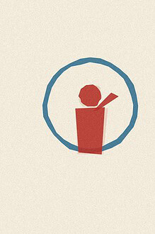 Ink stamp style illustration for the family activity 'Knowing Your Rights: introducing children to the Convention on the Rights of the Child', bold solid shapes with a ghost double impression on textured paper