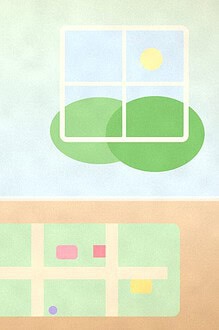 Illustration of a child lying on the floor with arms stretched out to measure with string and shoes, beside a toy road map rug